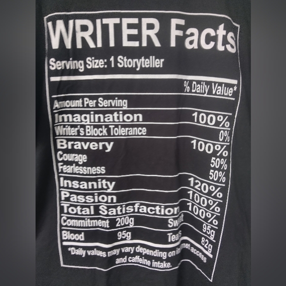 Port and Company Tops - Women's Writer Facts Black Graphic T Shirt Writing Write Suthor Unisex Size XL
